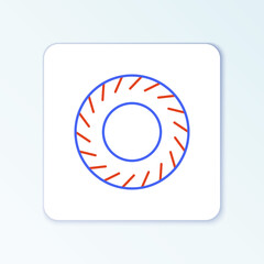 Line Car tire icon isolated on white background. Colorful outline concept. Vector