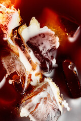 Iced coffee with natural ice and cream.