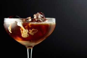 Iced coffee with natural ice and cream.