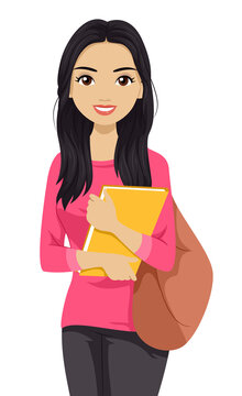 recommend clip art: Teen Girl Asian Student Book Illustration