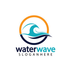water wave logo design template