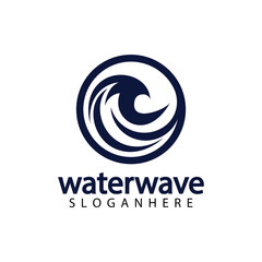 Obraz premium water wave logo design template