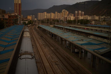 蘭州駅の夕暮れ