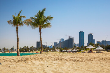 Obraz premium Palm trees on Al Mamzar beach in Dubai