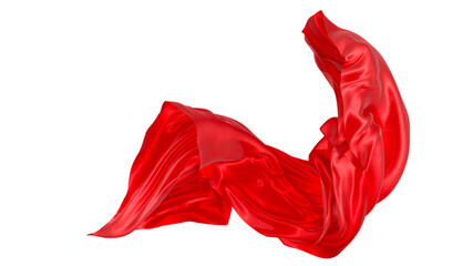 Beautiful flowing fabric of red wavy silk or satin. 3d rendering image.