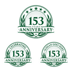 153 years anniversary logo set. 153rd years anniversary celebration logotype. Vector and illustration.
