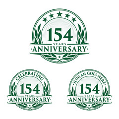 154 years anniversary logo set. 154th years anniversary celebration logotype. Vector and illustration.
