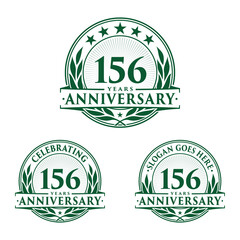 156 years anniversary logo set. 156th years anniversary celebration logotype. Vector and illustration.

