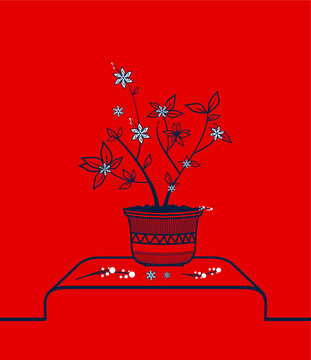 Flower plant vector drawing