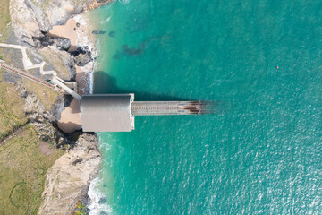 Aerial photograph of Padstow Lifeboat Station, near Padstow, Cornwall, England.