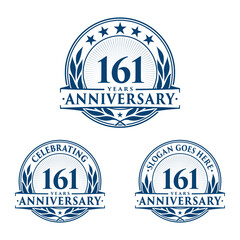161 years anniversary logo set. 161st years anniversary celebration logotype. Vector and illustration.
