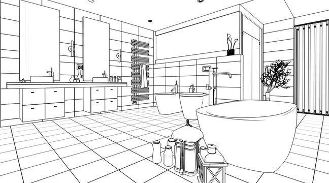 Luxurious Bathroom (drawing)