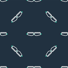 Line Safety goggle glasses icon isolated seamless pattern on black background. Vector