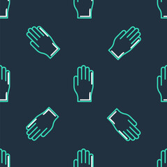 Line Medical rubber gloves icon isolated seamless pattern on black background. Protective rubber gloves. Vector
