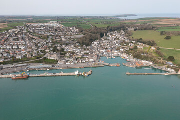 Aerial photograph taken near Padstow Harbour, Cornwall, England.