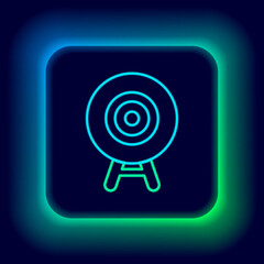 Glowing neon line Target sport icon isolated on black background. Clean target with numbers for shooting range or shooting. Colorful outline concept. Vector