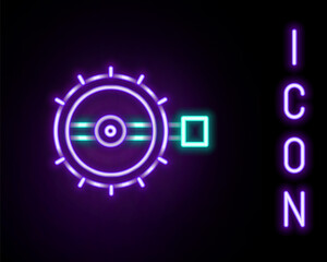 Glowing neon line Trap hunting icon isolated on black background. Colorful outline concept. Vector