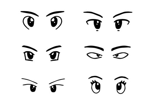 set of emotional eyes illustration vector. cartoon hand drawing art style concept 