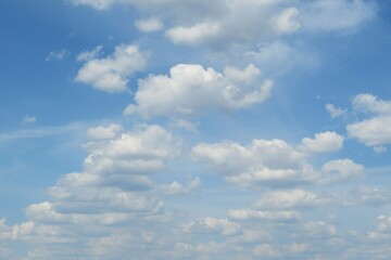 Beautiful cloudscape in blue sky, natural clouds background