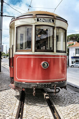 Colorful tram through the streets of Sintra