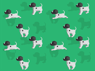 Animal Animation Sequence Dog German Shorthaired Pointer Cartoon Vector Seamless Wallpaper