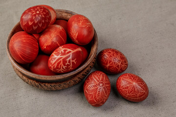 painted easter eggs with ukrainian ornaments	