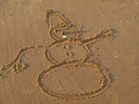 Snowman on sand
