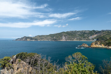 Fototapeta premium 青空広がる西伊豆黄金崎の風景 3月