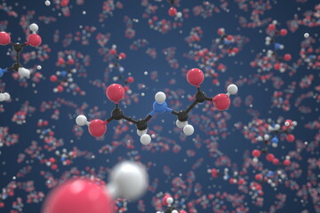 Aminodiacetic acid molecule, ball-and-stick molecular conceptual model. Scientific 3d rendering