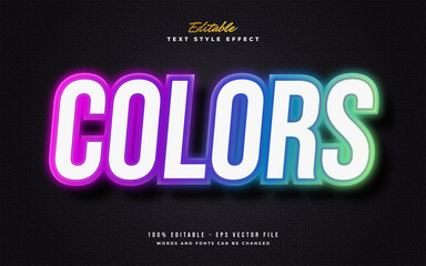 Colorful Text Style with Neon Effect Isolated on Dark Background. Editable Text Style Effect