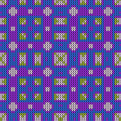 Knitted seamless pattern. Vector illustration  Colors: Olive Green, Navy Blue, Magenta, Amour