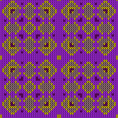 Vector seamless knitted pattern.  Colors: Hemp, Gold Tips, Psychedelic Purple, Pompadour