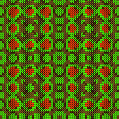 Texture knitted fabric seamless pattern. Vector illustration  Colors: Persimmon, McKenzie, Baker's Chocolate, Lime Green