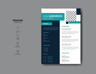 Professional CV resume template design.