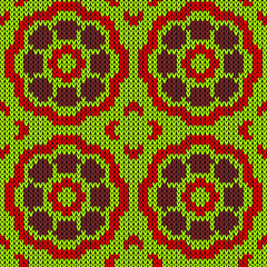 knitted woolen seamless pattern. Vector illustration  Colors: Prairie Sand, Fuego, Venetian Red