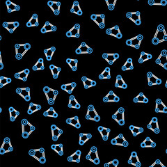 Line Timing belt kit icon isolated seamless pattern on black background. Vector