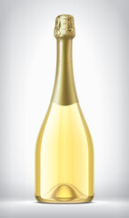 Glass Bottle on background with Gold Foil. 