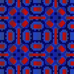 Knitting texture seamless pattern. Vector illustration  Colors: Cinnabar, Navy Blue, Tory Blue, Midnight Blue