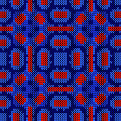Knitting texture seamless pattern. Vector illustration  Colors: Cinnabar, Navy Blue, Tory Blue, Midnight Blue © Artur