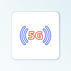 Line 5G new wireless internet wifi connection icon isolated on white background. Global network high speed connection data rate technology. Colorful outline concept. Vector