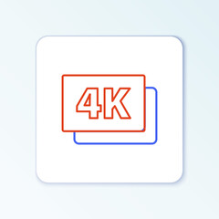 Line 4k Ultra HD icon isolated on white background. Colorful outline concept. Vector