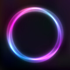 Vector background of neon geometric shapes, round frame, abstract background, wallpaper