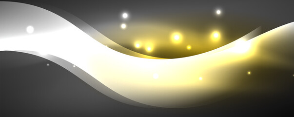 Shiny glowing neon wave, light lines abstract background. Magic energy and motion concept. Vector wallpaper template
