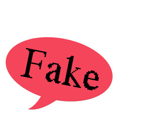 Rote Sprechblase mit dem Wort Fake - obrazy, fototapety, plakaty