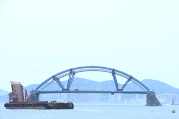 Fototapeta premium Cross Bay Link under Construction in Tseung Kwan O, Hong Kong