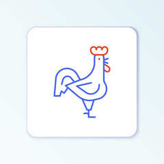 Line French rooster icon isolated on white background. Colorful outline concept. Vector