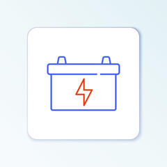 Line Car battery icon isolated on white background. Accumulator battery energy power and electricity accumulator battery. Colorful outline concept. Vector