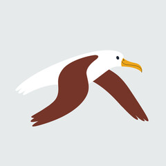 Fototapeta premium Cute albatross - cartoon bird character. Vector illustration in flat style isolated on gray background.
