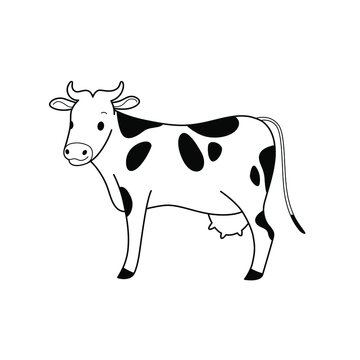Cartoon cow - cute character for children. Vector illustration in cartoon style.