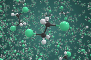 1,2-dibromoethane molecule. Ball-and-stick molecular model. Chemistry related 3d rendering